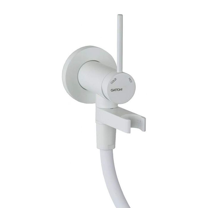 Gattoni Набор Гигиенический душ со встроенным смесителем, шланг 100см, цвет: белый матовый