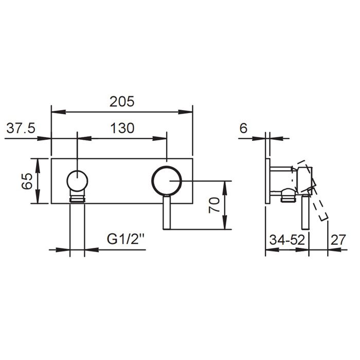 Fantini Nostromo Смеситель для душа, встраиваемый, на 1 источник, (наружняя часть), цвет: хром