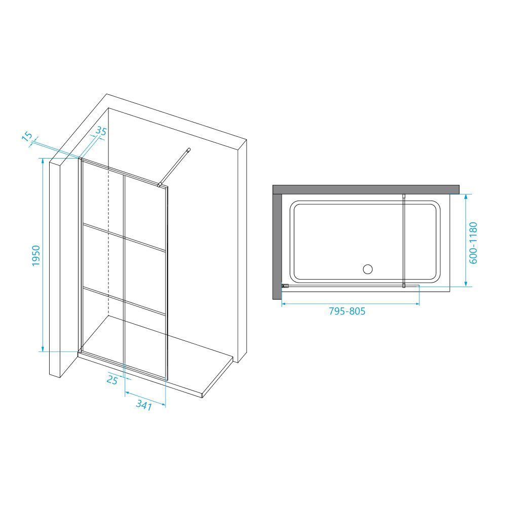 Перегородка для душа RGW WA-111B (800, Прозрачное)