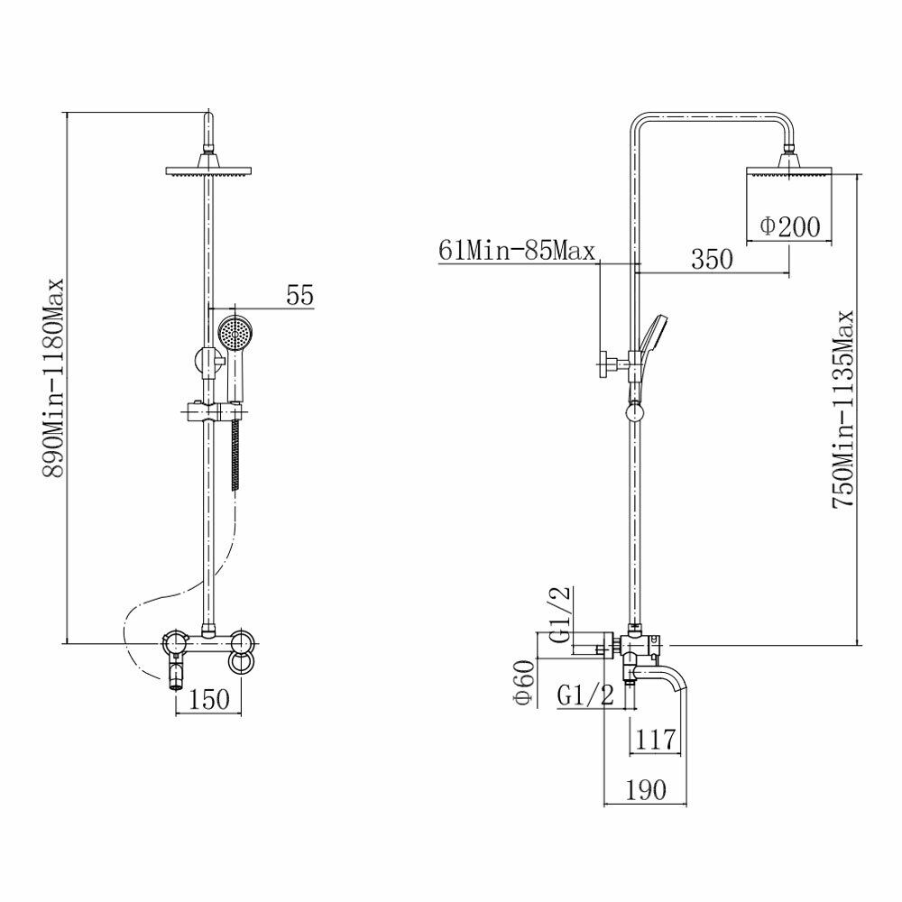 Душевая система FASHUN A2422, хром, артикул A2422