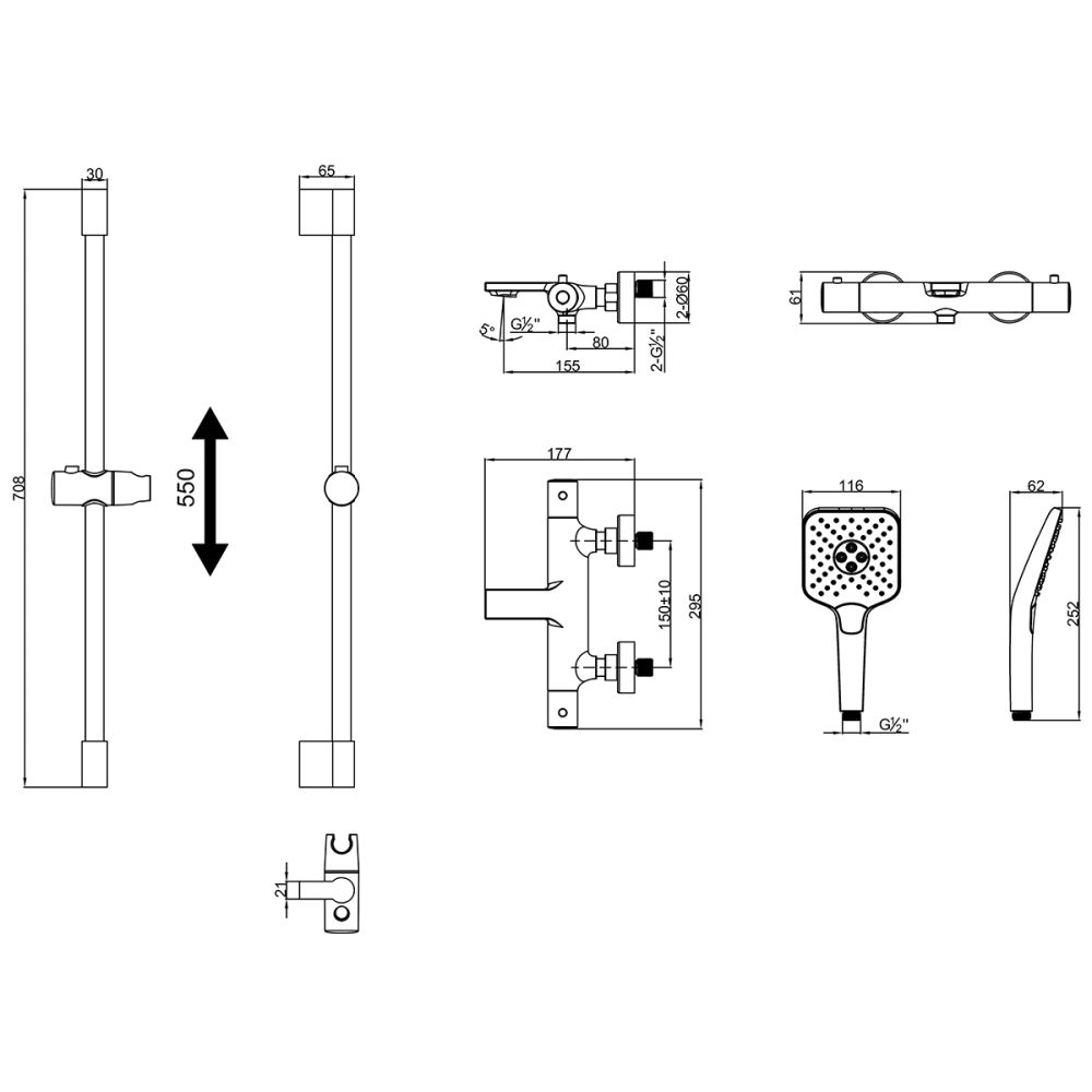 Смеситель Lemark Valday для ванны, термостатический (LMF-8142B-BL), артикул LMF-8142B-BL