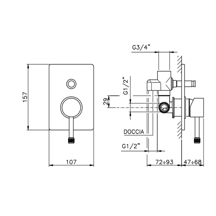 Nicolazz Arena Смеситель для ванны однорычажный, встраиваемый, перекл. для душа, цвет: хром, артикул 3796CR56M