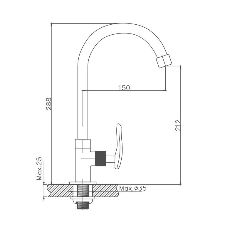 Кран для холодной воды Cron CN4185, хром