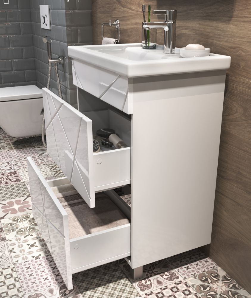 Тумба с раковиной напольная VIGO Geometry tn.GEO.FOS.60.2Y, 60 см, артикул tn.GEO.FOS.60.2Y-com