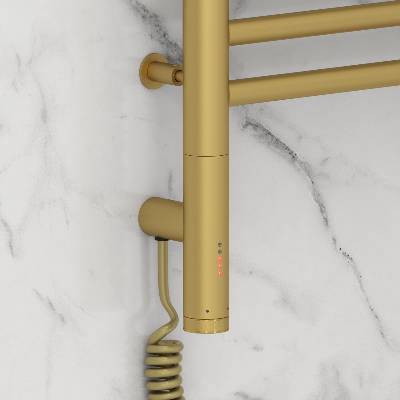 Полотенцесушитель электрический "БОГЕМА 3.0" прямая 800х400 / МЭМ левый (Матовое золото)