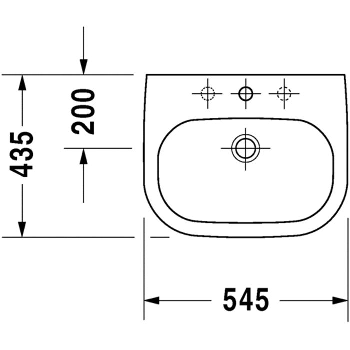 Duravit D-Code Раковина встр., для встраивания сверху, с перел., с 1 отв. под смес., 545x435мм, Цвет: Белый Duravit D-Code Раковина встр., для встраивания сверху, с перел., с 1 отв. под смес., 545x435мм, Цвет: Белый