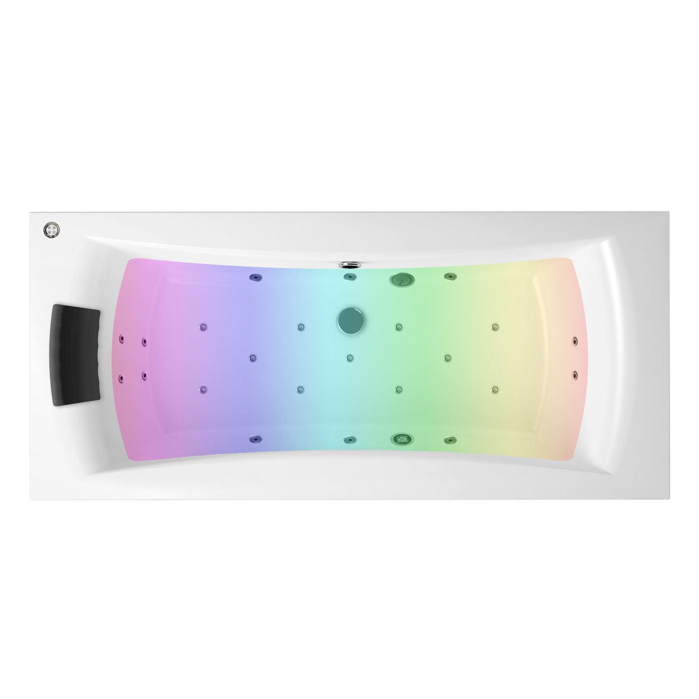 Гидро-аэромассажный комплект с хромотерапией 6 в 1 Lavinia Boho Evan 36316HAC, акриловая ванна 200x90 см, каркас с монтажным набором, подголовник, хромотерапия, аэромассаж, гидромассаж