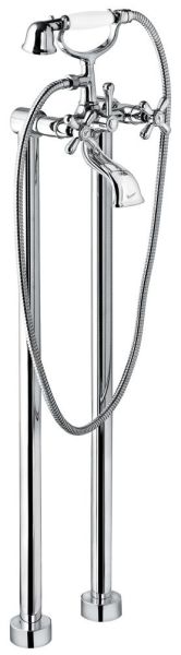 Emmevi Deco Classic, двухвентильный напольный смеситель для ванны (излив 12 см), с набором для душа, цвет хром