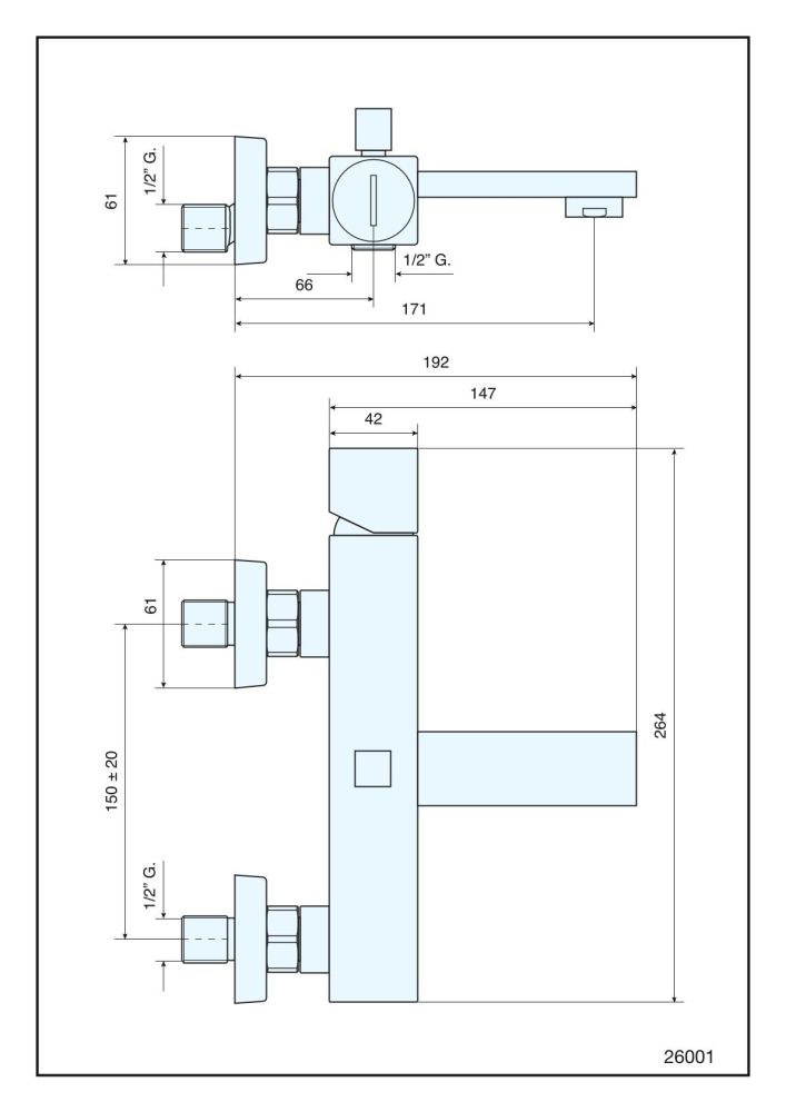 Emmevi Gea, однорычажный смеситель для ванны (излив 17,1 см), без набора для душа, цвет хром