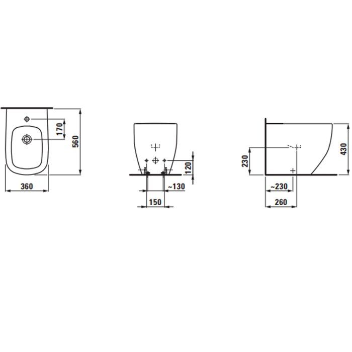 Laufen Palomba Биде напольное  560x360x430мм с 1 отв. под смеситель, цвет: белый