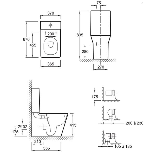 Унитаз с бачком напольный Jacob Delafon Reve 5033K+E4809 (с сиденьем, микролифт) с горизонтальным выпуском