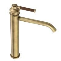 ERMITAGE MINI Смеситель для раковины моноком. высокий, излив 18см, ручка сверху, орех/бронза