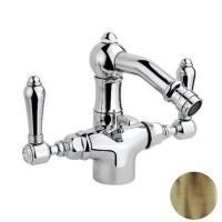 Nicolazzi El Capitan Смеситель для биде с 2мя ручками, на 1 отв., с донным клапаном, излив 127мм, цвет: Bronze Plated