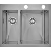 Мойка Seaman Eco Marino SMV-575DL, два отверстия (Ø35мм), комплектация с вентиль-автоматом