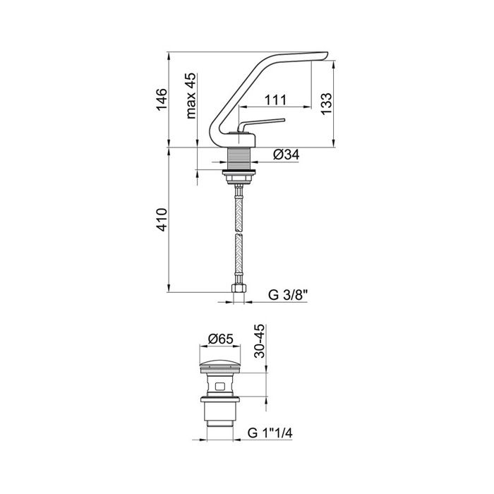 Смеситель для раковины Webert Wolo WO830102564, черный, артикул WO830102564