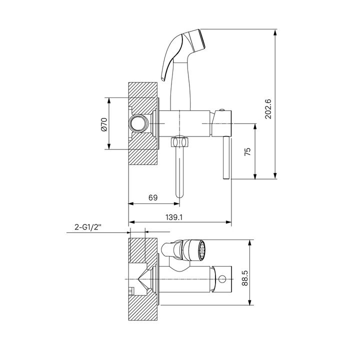 Гигиенический душ Milardo Tidy, черный матовый (001BLR0M08), артикул 001BLR0M08