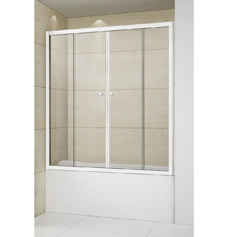 Шторка на ванну Cezares Relax VF-2 150х145 профиль Белый стекло прозрачное