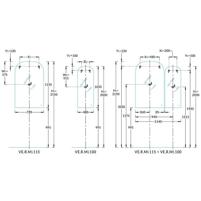 Зеркало VETRATA R 400х1035 мм, сенсор со сменой цвета подсветки и антизапотевание, белое