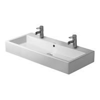Раковина, Duravit, Vero, ширина, мм-1000, глубина, мм-470, высота, мм-175, отверстия для смесителя-2, для двух смесителей, перелив-есть, материал-керамика, цвет-белый, с плоскостью под смеситель, глазуровка-снизу