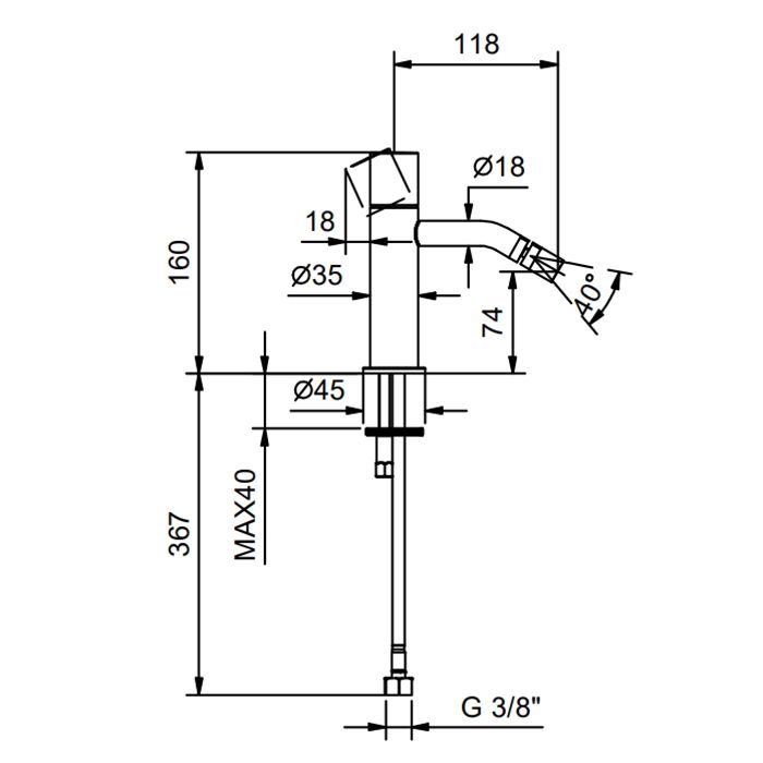 Fantini NOSTROMO SMALL Смесители для биде на 1 отверстие , без ждонного клапана,цвет: хром