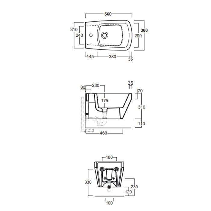 Simas Baden Baden Биде подвесное 56х36 см, с 1 отв под смеситель, цвет белый матовый (без креплений F85)