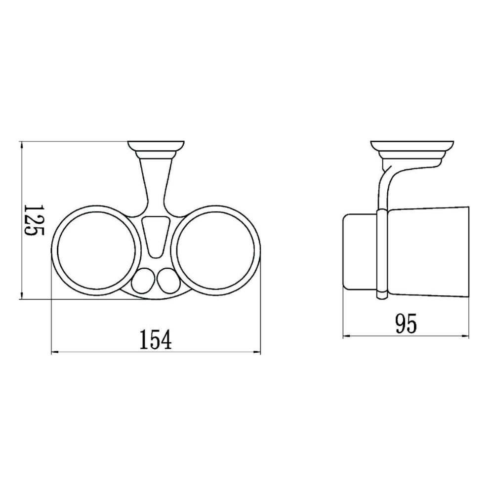 Стакан для ванной комнаты двойной Savol S-003168, хром, артикул S-003168