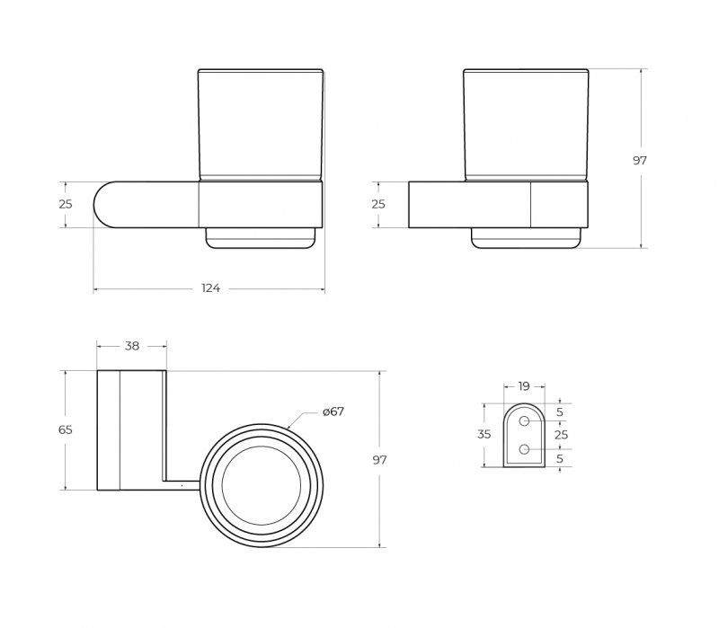 STYLUS-TUMS-NOP Стакан подвесной, стекло, исполнение черный матовый, артикул STYLUS-TUMS-NOP
