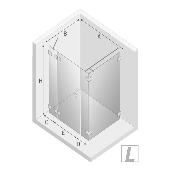 Душевое ограждение NEW TRENDY EVENTA PLUS L 130x80x200 EXK-0154 (хром)