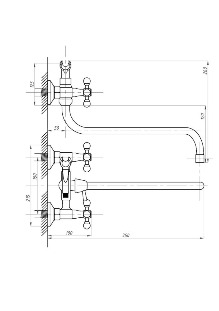 Смеситель для ванны с душем ПСМ-ПРОФСАН PSM-165-К89 СТАНДАРТ-А тип См-ВУДРНШлА, артикул PSM-165-89