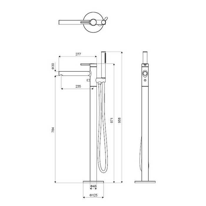 Смеситель для ванны отдельностоящий EXCELLENT Pi AREX.1255WH (белый мат)