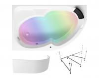 Комплект 5 в 1 Lavinia Boho Grance Hill S4-370317PL, акриловая ванна 170x105 см (левый разворот), усиленный каркас, подголовник, лицевой экран, хромотерапия