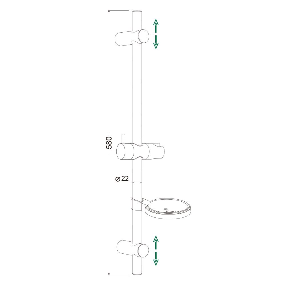 Душевой гарнитур с мыльницей WesnaArt DS021-58, хром, артикул DS021-58