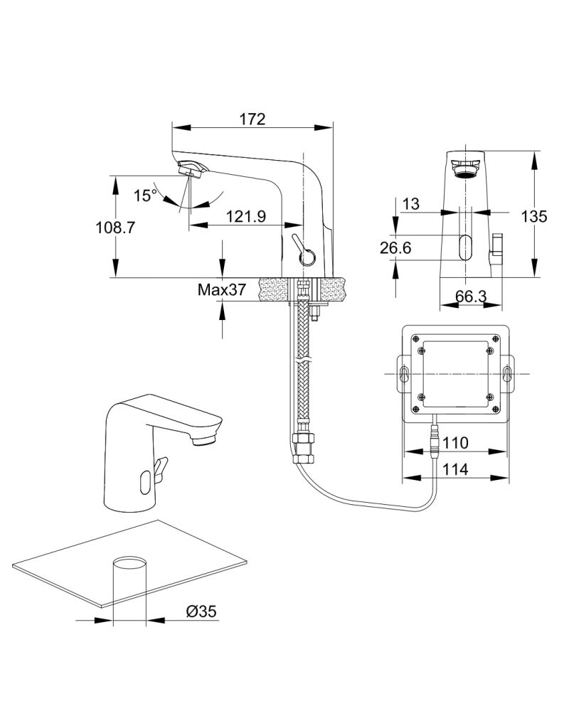 Смеситель для раковины Cersanit SENSE сенсорный (63106), артикул 63106