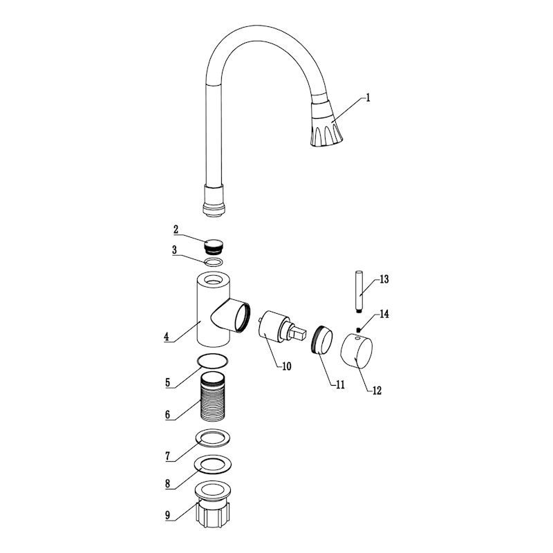 Смеситель для кухни с гибким изливом и режимом душ Fmark FS8299H-01, черный