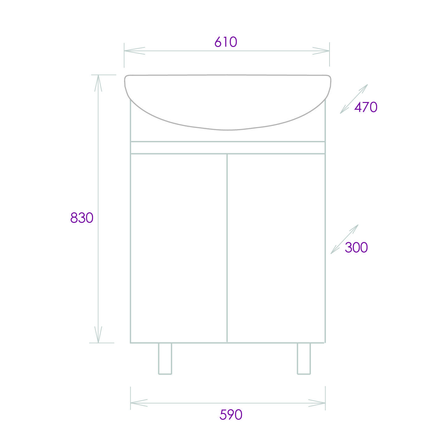Тумба Onika Милтон 60 напольная, серая/дуб сонома (ум. Уют 60)