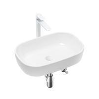 Комплект 5 в 1 Lavinia Boho Bathroom Sink 21510037, накладная фарфоровая раковина 54 см, смеситель, латунный сифон, донный клапан quick-clac, угловые вентили 2 шт.