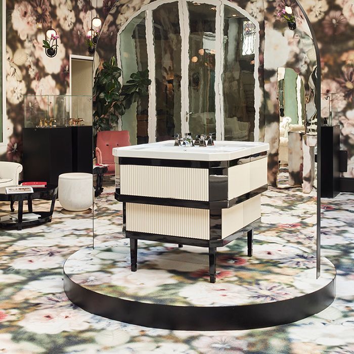 Devon&Devon Metropolitan Тумба под раковину DEEP BLACK 88,5см, планками PURE WHITE, столешница  GRANITO NERO ASSOLUTO, раковина SWINDON черная, артикул METPWLGRNSNE