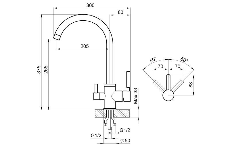 Смеситель для кухни GRANULA (2168, ПИРИТ), артикул 2168, ПИРИТ