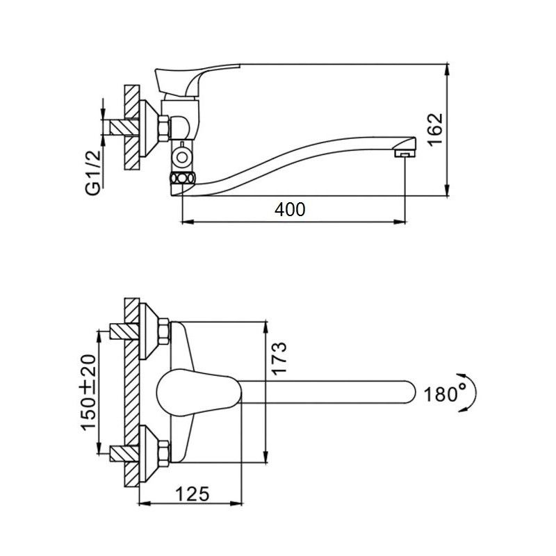 Смеситель для ванны D-Lin D140405-6, хром