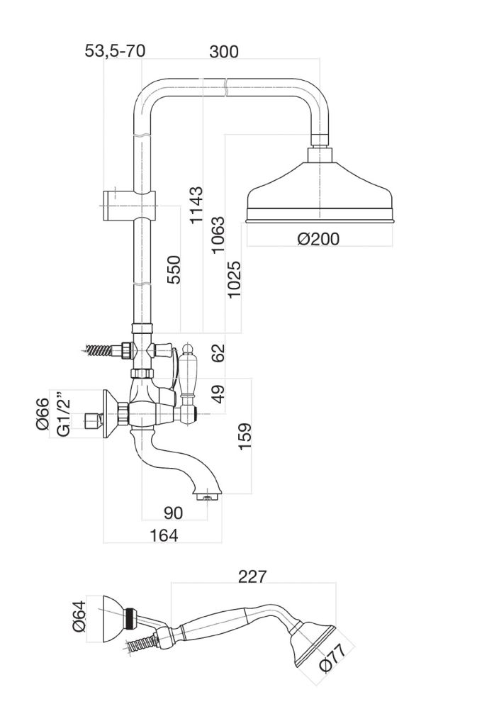 Душевая система Fiore COLONIALE 02ZZ0615, бронза