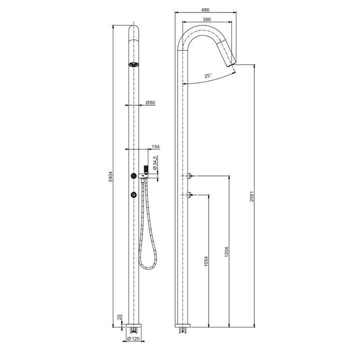 Fima Carlo Frattini Outdoor Душевая колонна с одним выходом OUTSIDE, цвет: нержавеющая сталь