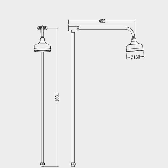 Devon Душ верхний диам 13см с наружней трубой, для термостата MARM74 и ручного душа MARK618, цвет: хром