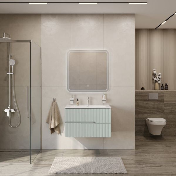 DUET-N База под раковину подвесная с двумя выкатными ящиками, Grafito, 800x457x500, DUET-N-800-2C-SO-GR-P