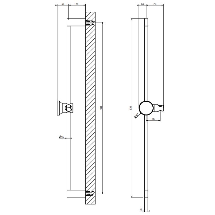 GESSI ORIGINI Штанга для душа 835 мм., цвет Black Metal Brushed PVD