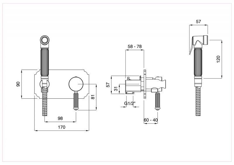 Смеситель с гигиеническим душем CEZARES OLIMP-DIF