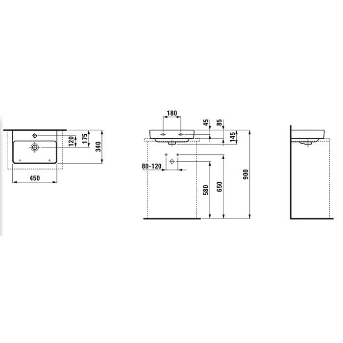 LAUFEN PRO S Раковина-мини 450х340х85 мм., для установки на поверхность, без отверстий для смесителя,  цвет белый глянцевый LAUFEN PRO S Раковина-мини 450х340х85 мм., для установки на поверхность, без отверстий для смесителя,  цвет белый глянцевый