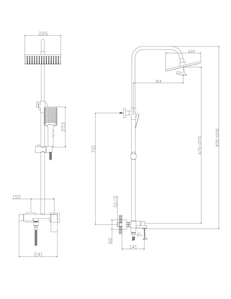 Душевая система RUSH Thira (TR3635-50Black), артикул TR3635-50Black