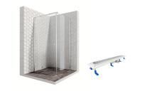 Душевой уголок Ambassador Diamond 12011103L-ST2, квадратный, линейный трап, 100х100