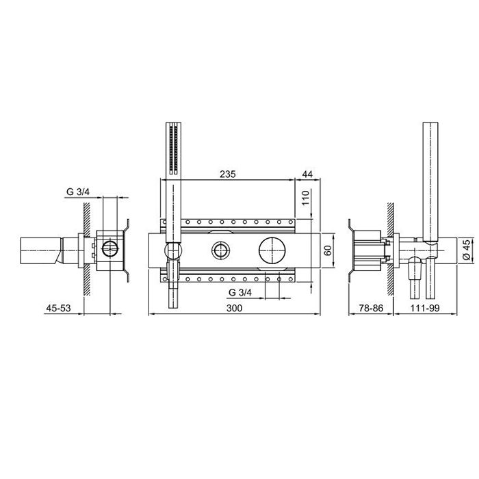 Fantini Milano Смеситель для душа, встраиваемый, (наружняя часть), цвет: Matt Gun Metal PVD