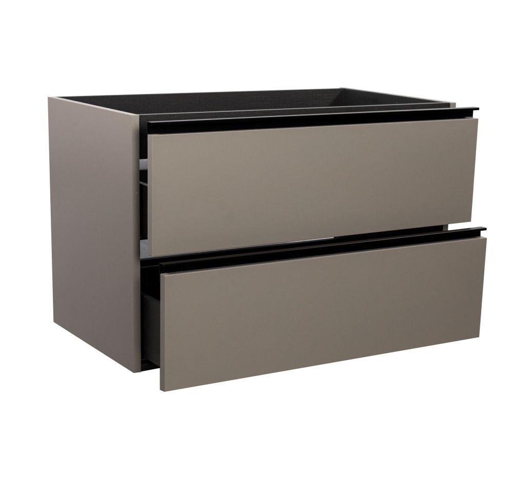 Visobath Granada, тумба 100 см, 2 ящика c черными ручками, цвет кварцевый матовый лак (Quarzo), артикул 76544/87605